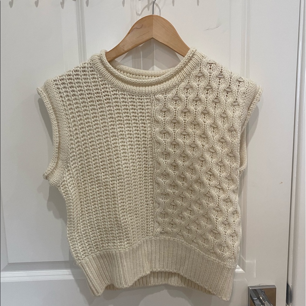 Mixed chunky knit vest, cream. Brand new